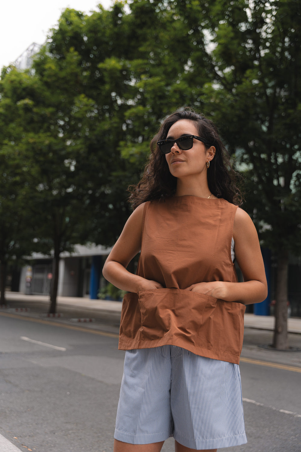 2 Way Pocket Vest Outerwear- Burnt Orange