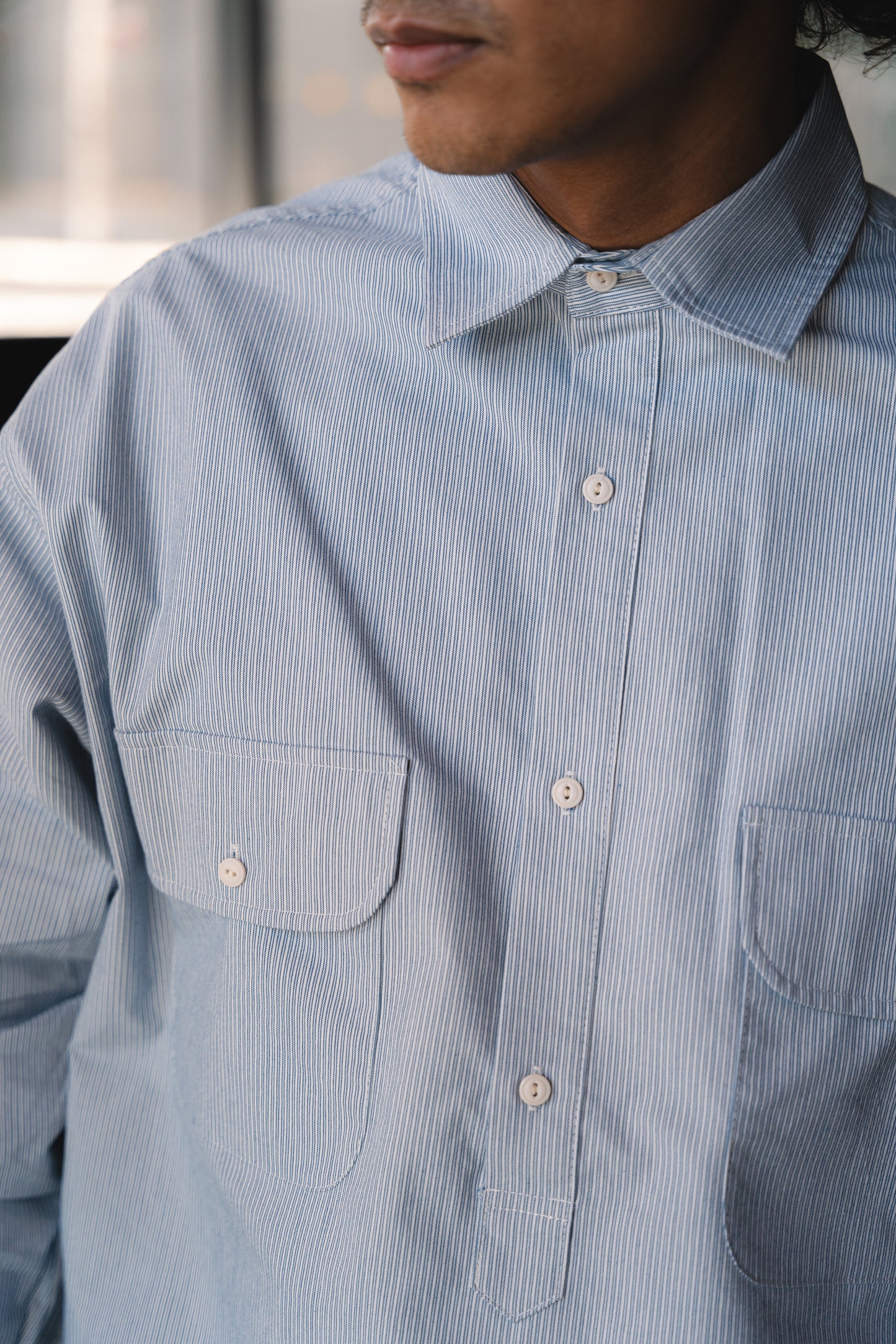 
                  
                    Kiraku Striped Pullover with adjustable chords- Light blue
                  
                