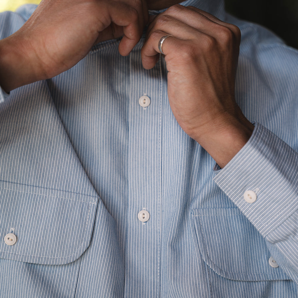 
                  
                    Kiraku Striped Pullover with adjustable chords- Light blue
                  
                