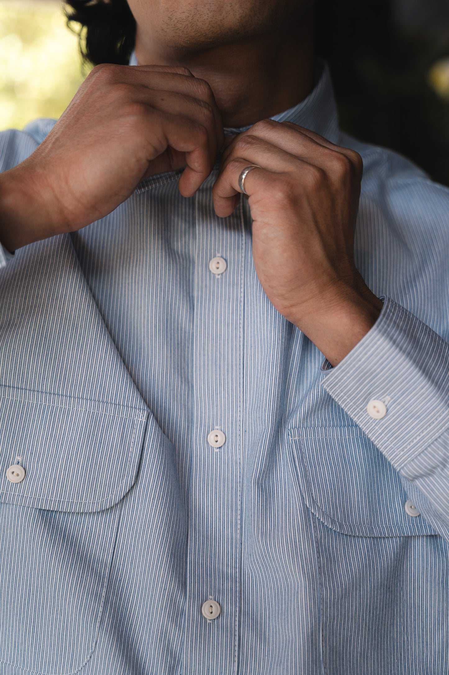 
                  
                    Kiraku Striped Pullover with adjustable chords- Light blue
                  
                